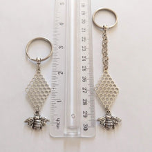 Load image into Gallery viewer, Honeycomb and Bee Keychain, Backpack Purse Charm or Zipper Pull