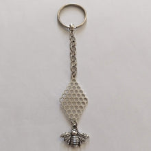 Load image into Gallery viewer, Honeycomb and Bee Keychain, Backpack Purse Charm or Zipper Pull