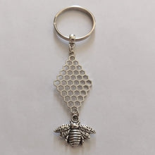Load image into Gallery viewer, Honeycomb and Bee Keychain, Backpack Purse Charm or Zipper Pull