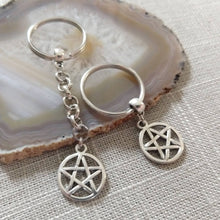 Load image into Gallery viewer, Pentagram Keychain, Wicca Wiccan Backpack or Purse Charm, Zipper Pull