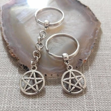 Load image into Gallery viewer, Pentagram Keychain, Wicca Wiccan Backpack or Purse Charm, Zipper Pull