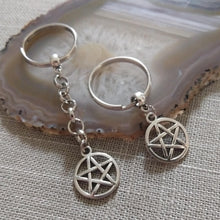 Load image into Gallery viewer, Pentagram Keychain, Wicca Wiccan Backpack or Purse Charm, Zipper Pull