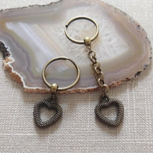 Load image into Gallery viewer, Bronze Heart Keychain, Backpack or Purse Charm, Zipper Pull
