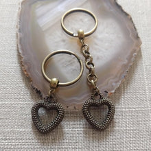 Load image into Gallery viewer, Bronze Heart Keychain, Backpack or Purse Charm, Zipper Pull