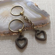 Load image into Gallery viewer, Bronze Heart Keychain, Backpack or Purse Charm, Zipper Pull