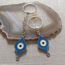 Load image into Gallery viewer, Blue Evil Eye Keychain Key Ring or Zipper Pull