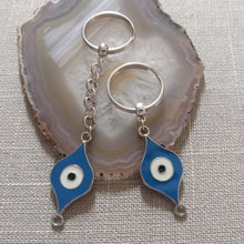 Load image into Gallery viewer, Blue Evil Eye Keychain Key Ring or Zipper Pull