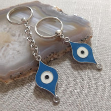Load image into Gallery viewer, Blue Evil Eye Keychain Key Ring or Zipper Pull