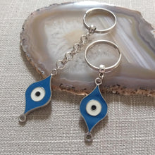 Load image into Gallery viewer, Blue Evil Eye Keychain Key Ring or Zipper Pull