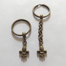 Load image into Gallery viewer, Tiny Bronze Fleur de Lis Keychain Key Ring or Zipper Pull