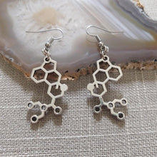 Load image into Gallery viewer, LSD Molecule Earrings, Acid Trip Dangle Drop Earrings, Raver Festival Jewelry