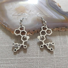 Load image into Gallery viewer, LSD Molecule Earrings, Acid Trip Dangle Drop Earrings, Raver Festival Jewelry