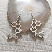 Load image into Gallery viewer, LSD Molecule Earrings, Acid Trip Dangle Drop Earrings, Raver Festival Jewelry