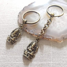 Load image into Gallery viewer, Bronze Ganesh Keychain, Hindu Elephant Keyring, Backpack or Purse Charm
