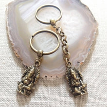 Load image into Gallery viewer, Bronze Ganesh Keychain, Hindu Elephant Keyring, Backpack or Purse Charm