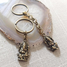 Load image into Gallery viewer, Bronze Ganesh Keychain, Hindu Elephant Keyring, Backpack or Purse Charm