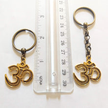 Load image into Gallery viewer, Brass Ohm Keychain Key Ring or Zipper Pull, Backpack or Purse Charms