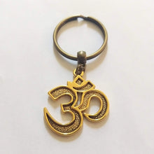 Load image into Gallery viewer, Brass Ohm Keychain Key Ring or Zipper Pull, Backpack or Purse Charms