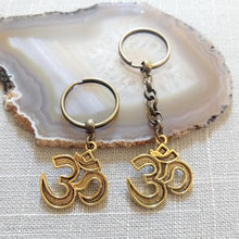 Load image into Gallery viewer, Brass Ohm Keychain Key Ring or Zipper Pull, Backpack or Purse Charms