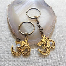 Load image into Gallery viewer, Brass Ohm Keychain Key Ring or Zipper Pull, Backpack or Purse Charms