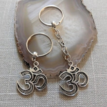 Load image into Gallery viewer, Ohm Keychain Key Ring or Zipper Pull, Silver Backpack or Purse Charms