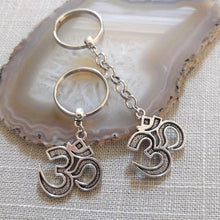 Load image into Gallery viewer, Ohm Keychain Key Ring or Zipper Pull, Silver Backpack or Purse Charms