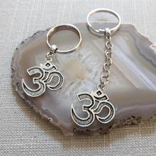 Load image into Gallery viewer, Ohm Keychain Key Ring or Zipper Pull, Silver Backpack or Purse Charms