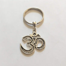 Load image into Gallery viewer, Ohm Keychain Key Ring or Zipper Pull, Silver Backpack or Purse Charms