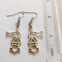 Load image into Gallery viewer, MDMA Molecule Earrings, Ecstasy Dangle Drop Earrings, Raver Festival Jewelry