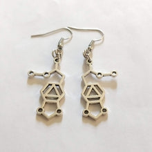 Load image into Gallery viewer, MDMA Molecule Earrings, Ecstasy Dangle Drop Earrings, Raver Festival Jewelry