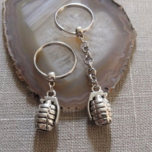 Load image into Gallery viewer, Grenade Keychain, Silver Bomb Backpack Charm, Zipper Pull, Mens Accessories