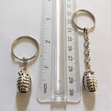 Load image into Gallery viewer, Grenade Keychain, Silver Bomb Backpack Charm, Zipper Pull, Mens Accessories