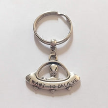 Load image into Gallery viewer, Alien UFO Keychain, Backpack or Purse Charm, Zipper Pull
