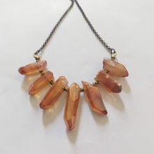 Load image into Gallery viewer, Peach Mystic Crystal Quartz Bib Necklace , Bohemian Crystal Jewelry