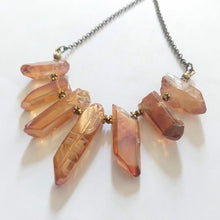 Load image into Gallery viewer, Peach Mystic Crystal Quartz Bib Necklace , Bohemian Crystal Jewelry