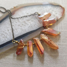 Load image into Gallery viewer, Peach Mystic Crystal Quartz Bib Necklace , Bohemian Crystal Jewelry