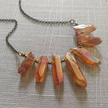 Load image into Gallery viewer, Peach Mystic Crystal Quartz Bib Necklace , Bohemian Crystal Jewelry