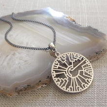 Load image into Gallery viewer, Phylogenetic Tree Necklace on Gunmetal Curb Chain, Mens Jewelry