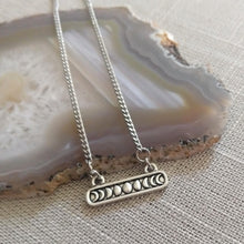 Load image into Gallery viewer, Phases of the Moon Necklace on Thin Silver Curb Chain