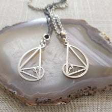 Load image into Gallery viewer, Fibonacci Sequence Necklace on Silver Rolo Chain, Mens Jewelry