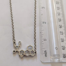 Load image into Gallery viewer, LSD Molecule Necklace on Silver Rolo Chain
