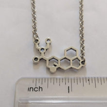 Load image into Gallery viewer, LSD Molecule Necklace on Silver Rolo Chain