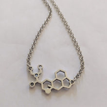 Load image into Gallery viewer, LSD Molecule Necklace on Silver Rolo Chain