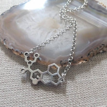 Load image into Gallery viewer, LSD Molecule Necklace on Silver Rolo Chain