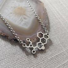 Load image into Gallery viewer, LSD Molecule Necklace on Silver Rolo Chain