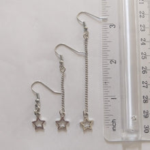 Load image into Gallery viewer, Tiny Star Earrings, Your Choice of Five Lengths, Long Dangle Chain Drop