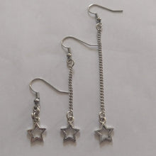 Load image into Gallery viewer, Tiny Star Earrings, Your Choice of Five Lengths, Long Dangle Chain Drop