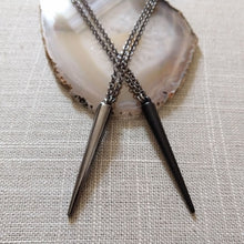 Load image into Gallery viewer, Spike Necklace, Black or Gunmetal Long Spike on Your Choice of Rolo Chain, Mens Jewelry