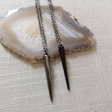 Load image into Gallery viewer, Spike Necklace, Black or Gunmetal Long Spike on Your Choice of Rolo Chain, Mens Jewelry