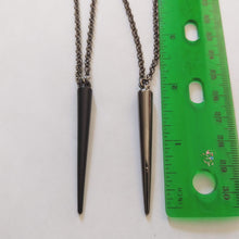 Load image into Gallery viewer, Spike Necklace, Black or Gunmetal Long Spike on Your Choice of Rolo Chain, Mens Jewelry